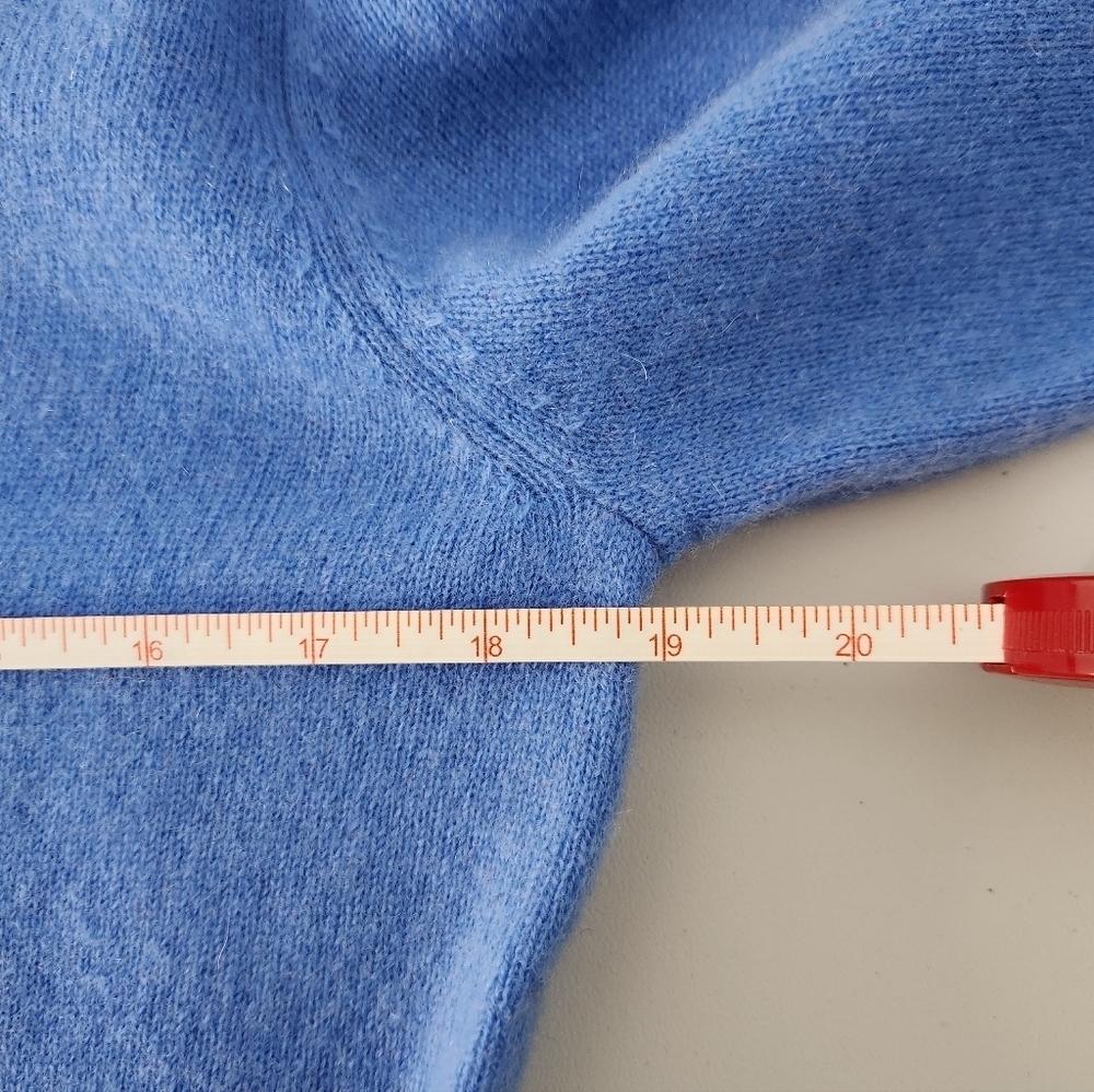 Cashmere Blue V-Neck Sweater, Size Med - Picture 5 of 6